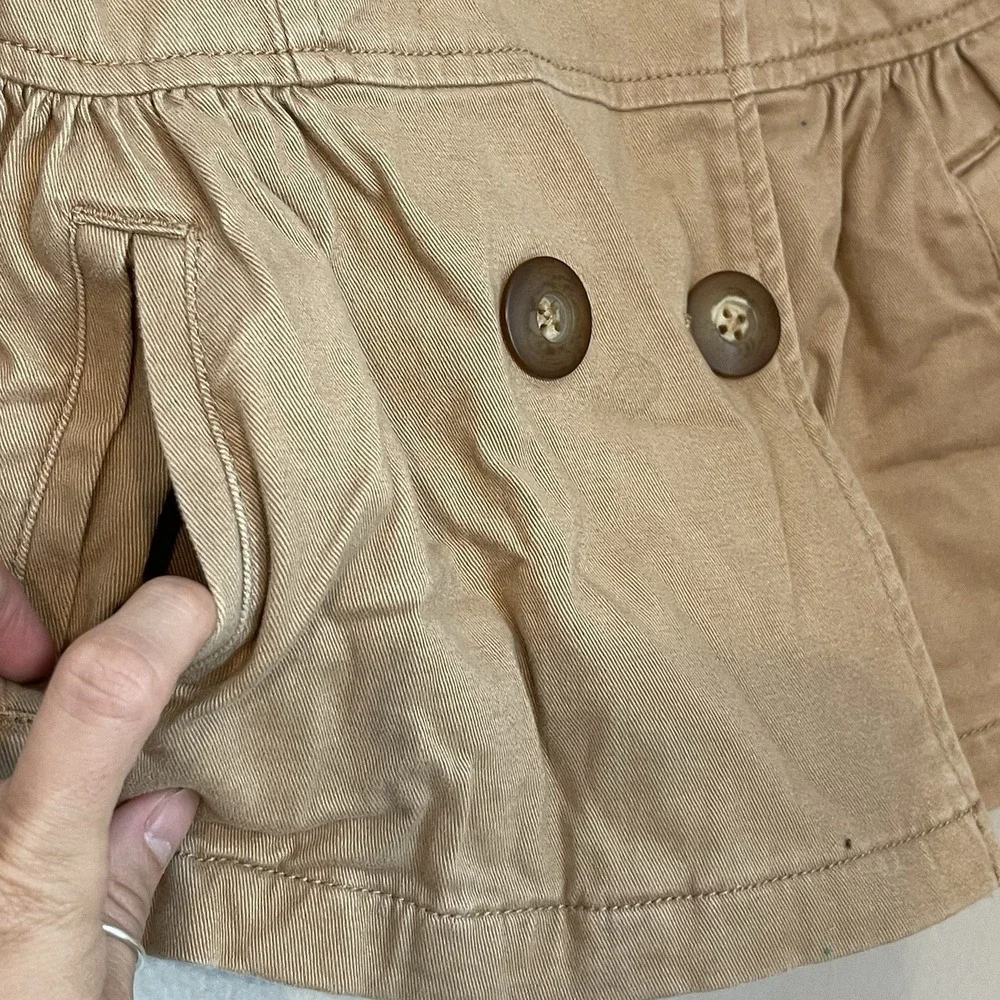 Baby GAP Girls 4T Tan Hooded Cotton Jacket Button Up Paisley Lined Cute
